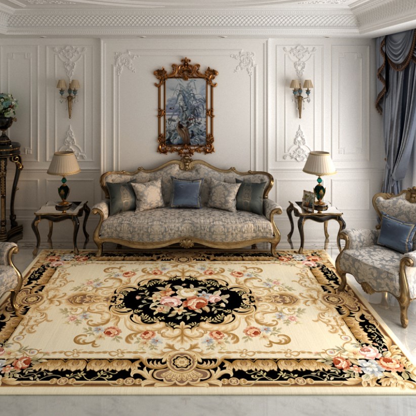 Commercial Fabric Printing - سجاد أوروبي مطبوع بنقوش زهرية لغرفة