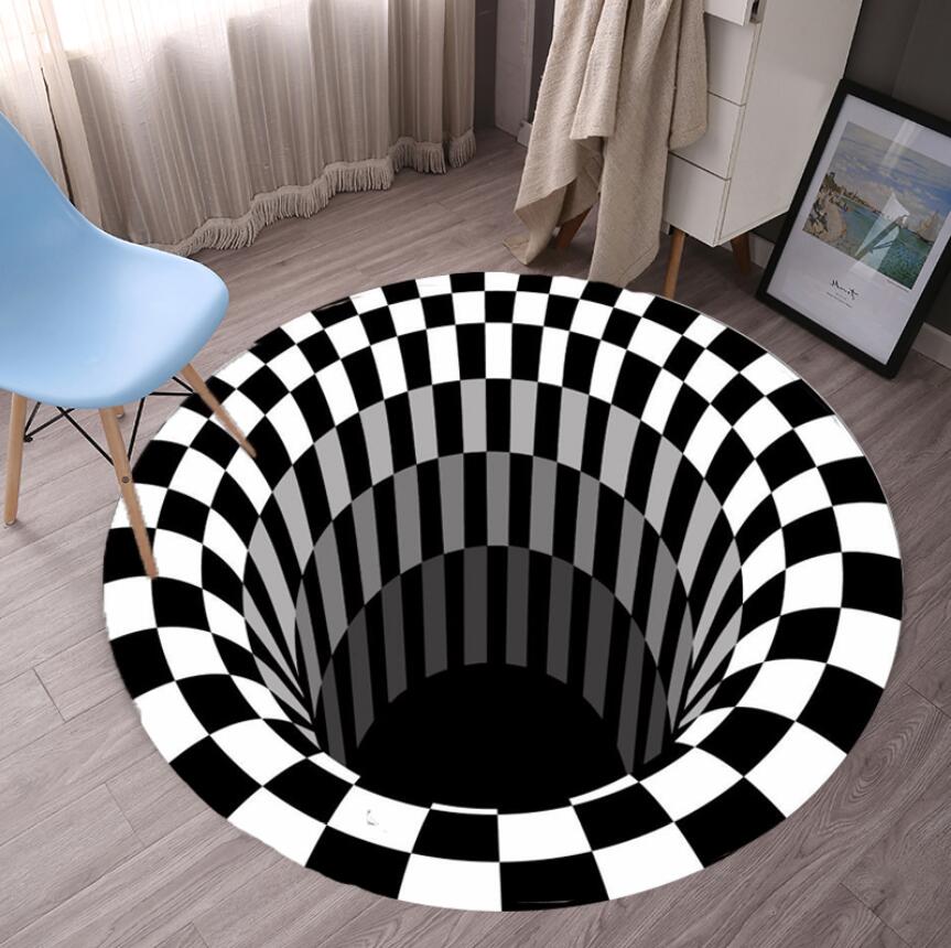 Commercial Fabric Printing - سجاد غرفة النوم الهندسية أسود أبيض